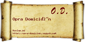 Opra Domicián névjegykártya